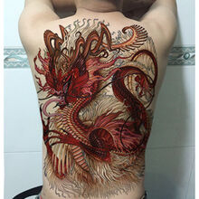 掉大图满背纹身图贴防水男女背部赵云鲤鱼美女仿真刺青 中国红龙一张