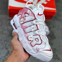air more uptempo 大air白红皮蓬百搭篮球鞋跑步鞋dj5988-100 樱花粉