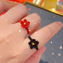 欧颜 999转运珠送你一朵小红花编织戒指女小金珠指环抖音小红书同款