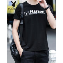 Playboy 短袖 男士T恤 黑色H36091 
