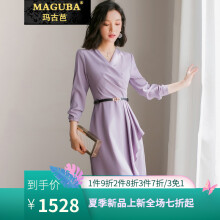 玛古芭（MAGUBA） 纯色 荷叶边，拼接，褶皱 连衣裙
