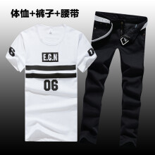 快乐嘉人 短袖 男士T恤 06白+纯黑裤 