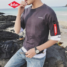 Lee Cooper 七分袖 男士T恤 深灰色 