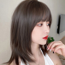 纤影 假发女中短发全头套女士假发套仿真人发丝锁骨发披肩发型整顶