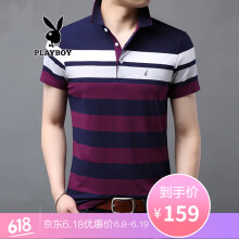 花花公子（PLAYBOY ESTABLISHED 1953） 短袖 男士T恤 紫红7702 