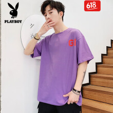 花花公子（PLAYBOY ESTABLISHED 1953） 五分袖 男士T恤 65紫色 