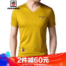 AEMAPE 长袖 男士T恤 V领黄色KLSB1821PG 