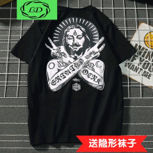 凌登（LingDeng） 短袖 男士T恤 耶稣黑色 