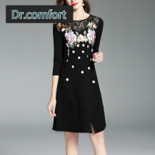 dr.comfort 纯色 绣花，拼接，蕾丝 连衣裙