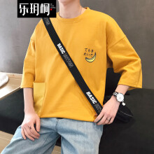 乐玥桐 短袖 男士T恤 黄色 XL，4XL，5XL，L，XXL，XXXL，M