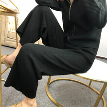 首甲（SHOUJIA） 高腰 阔脚裤 女 九分裤 休闲裤