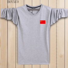 BOYXCO 长袖 男士T恤 灰色 长袖 S，XL，L，加大，M，XXL，XXXL
