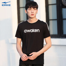 鸿星尔克（ERKE） 短袖 男士T恤 黑色 XL，L，M，XXXL，XXL，加大