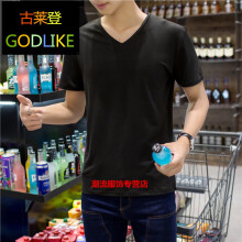 古莱登（GODLIKE） 短袖 男士T恤 V领黑色 XL，L，XXL，M