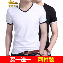 金盾（KIN DON） 短袖 男士T恤 白色+黑色 XL，L，M，加大，XXL，XXXL
