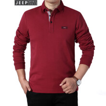 吉普（JEEP） 长袖 男士T恤 红色 XL，L，M，XXL，XXXL