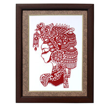 京剧脸谱剪纸 彩色窗花 客厅装饰画 画框剪纸 中国风商务礼品 崔莺莺