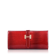 新款韩版时尚牛皮多卡位拉链钱包女长款钱夹女士钱包 1001红色