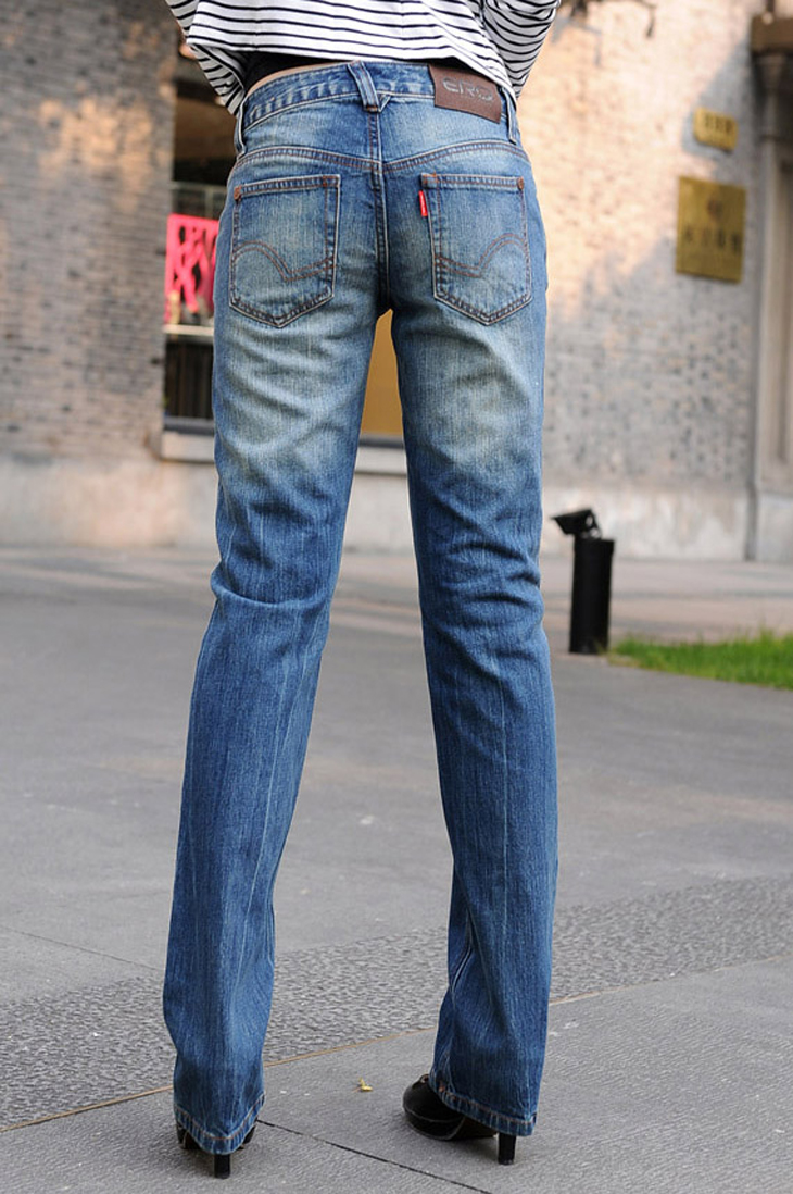 erq春夏新款低腰水洗直筒女牛仔裤10225 浅蓝色 27