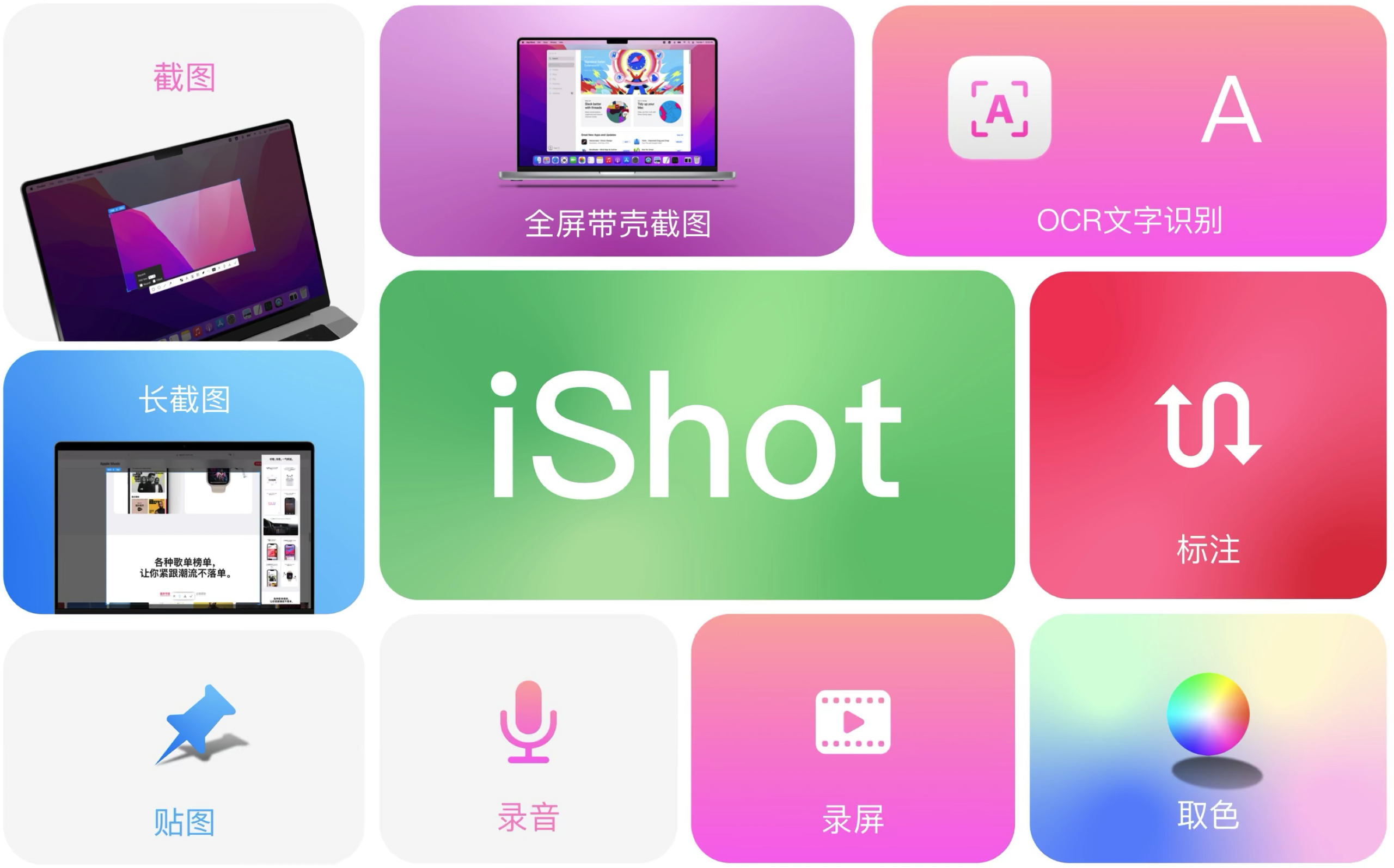 iShot Pro for Mac v2.4.5 Macat中文破解版 专业的截图录屏OCR工具