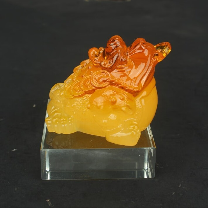 精伊金蟾摆件三足金蝉金蟾蜍新店铺开业礼品风水底座名随机小号666cm