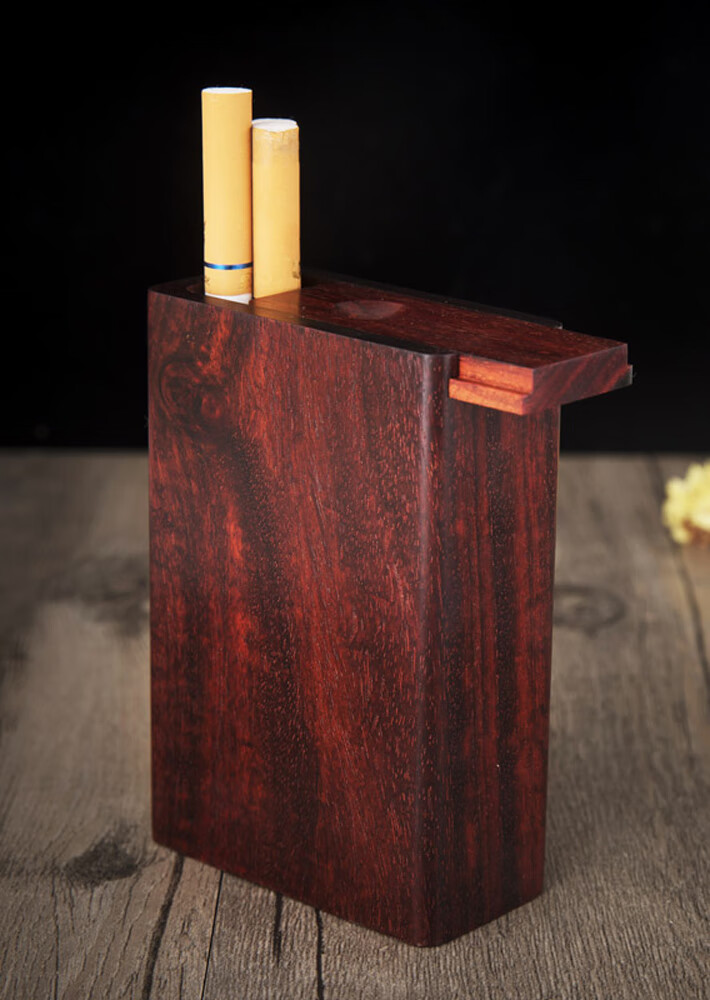 丰华伟岸紫檀木烟盒20支装超薄便携整料木质掏空创意复古定制个性刻字