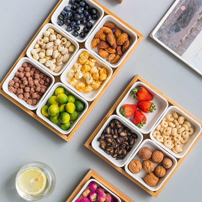 日式陶瓷创意零食瓜果分隔盘干果点心盘糖果瓜子坚果盘子 两格零食盘