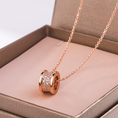 法妮莎满钻镀18k玫瑰金彩金项链女男女款小蛮腰吊坠锁骨链情人节送