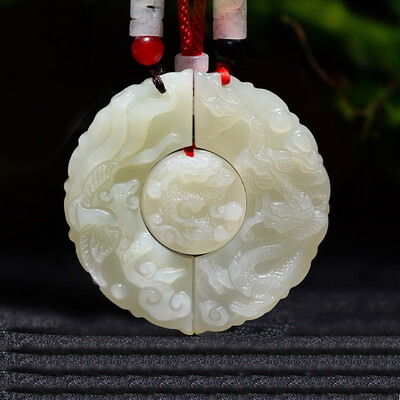 靳钰晨珠宝和田玉情侣款吊坠龙凤玉佩亲子套装一对古风项链定情信物一