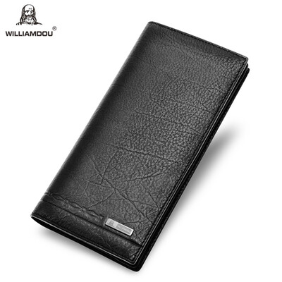 williamdou威廉老人头钱包男士长款头层牛皮多功能多卡位钱夹票夹真皮