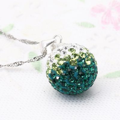 梵曦 闪闪惹人爱系列之魔力水晶球925银吊坠(渐变绿大号12mm)