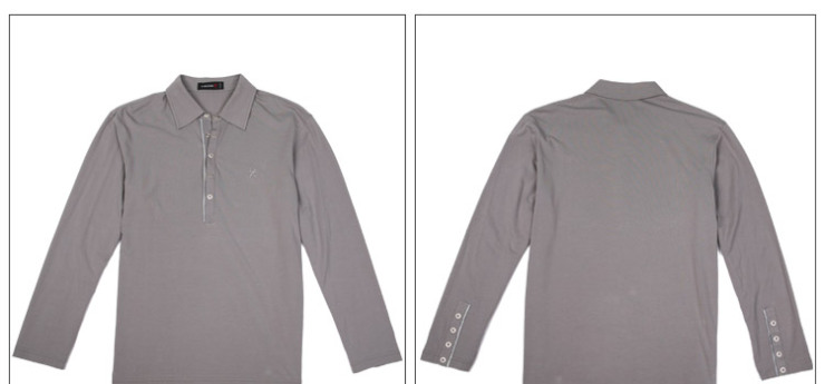 劲霸男装k-boxing 纯色休闲翻领男款长袖t恤|lxo3141 浅灰色(浅紫灰)