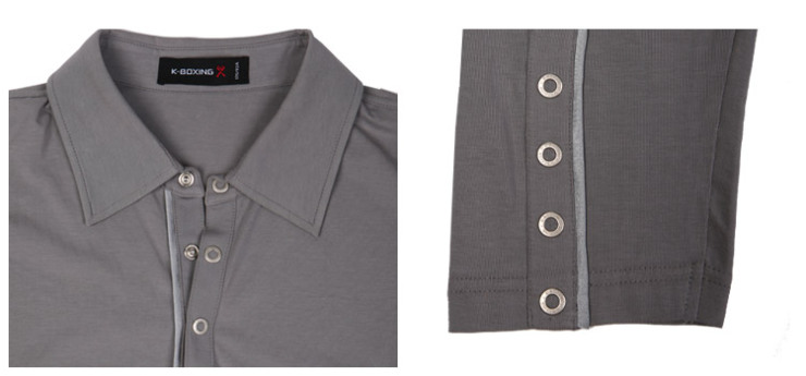 劲霸男装k-boxing 纯色休闲翻领男款长袖t恤|lxo3141 浅灰色(浅紫灰)