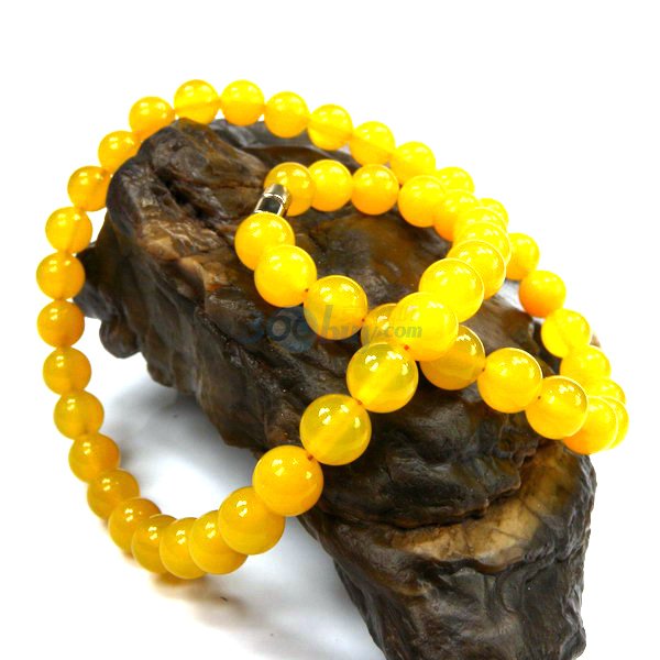 一生一石3a级巴西黄玛瑙项链8mm45cm赠证书