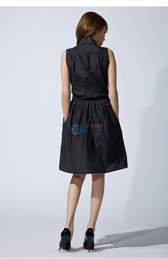 太平鸟collection夏季女装前系带连衣裙al1020113 黑色 xl