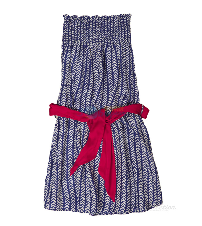 peacebird太平鸟 collection夏季新品抹胸系带连衣裙al1020027 蓝色 s