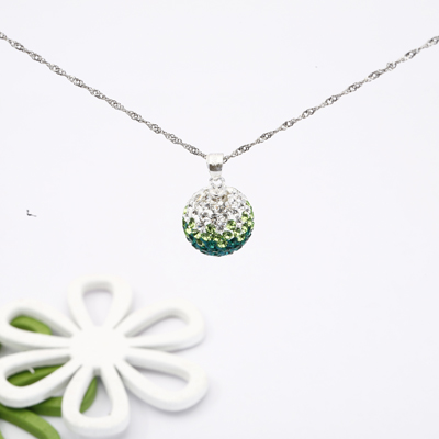 梵曦 闪闪惹人爱系列之魔力水晶球925银吊坠(渐变绿大号12mm)