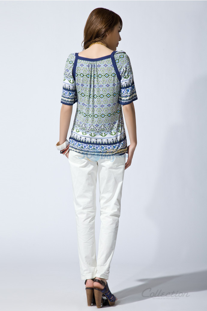 太平鸟collection夏季女装拼料花形上衣aq1020217 浅绿色 l