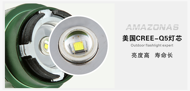 亚马逊应急灯照明LED强光手电筒充电远射防水家用消防自行车灯 A37