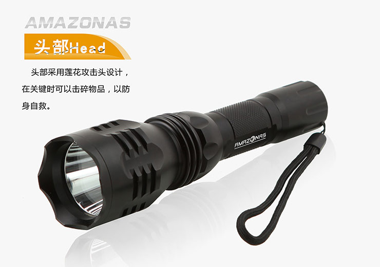 亚马逊应急灯照明LED强光手电筒充电远射防水家用消防手电A3标准版