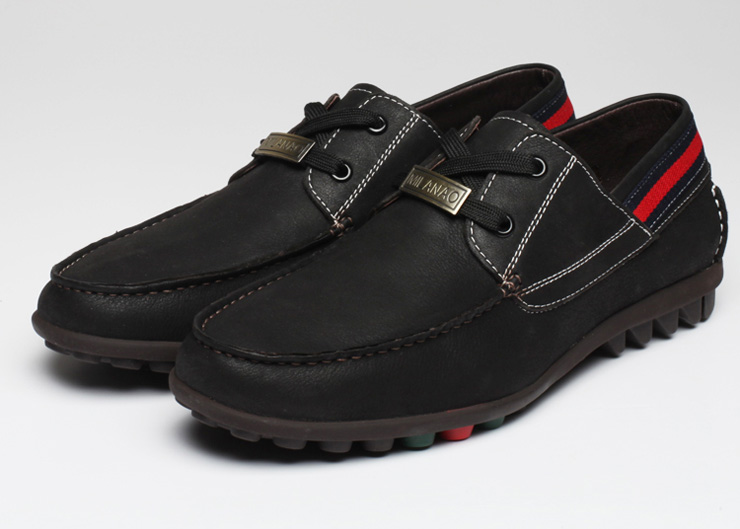 米兰奥2013春秋新款日常休闲皮鞋 男真皮纯色平跟透气懒人鞋运动鞋jps