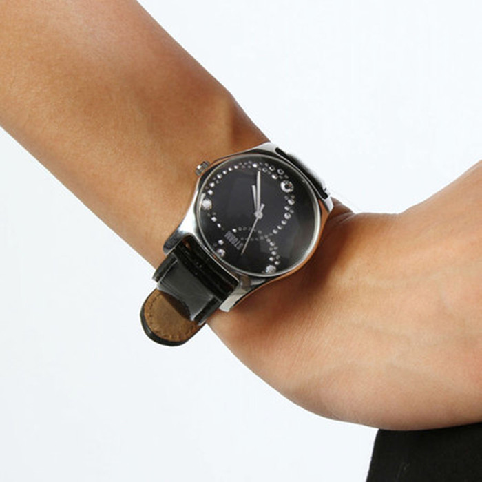 storm 风暴 黑色表盘黑色真皮表带 女士时尚腕表 glimmer4688