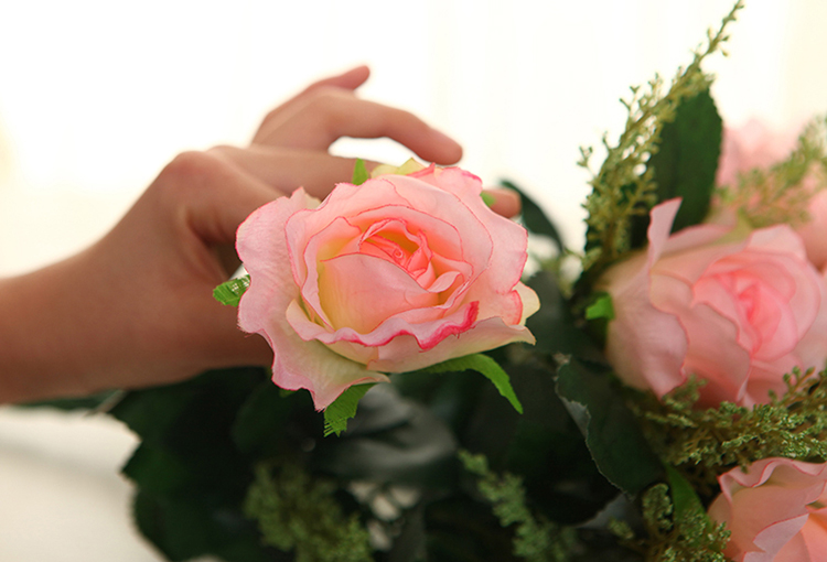 【畅宁】12头黄莺玫瑰 1束 仿真花 4色可选 白色