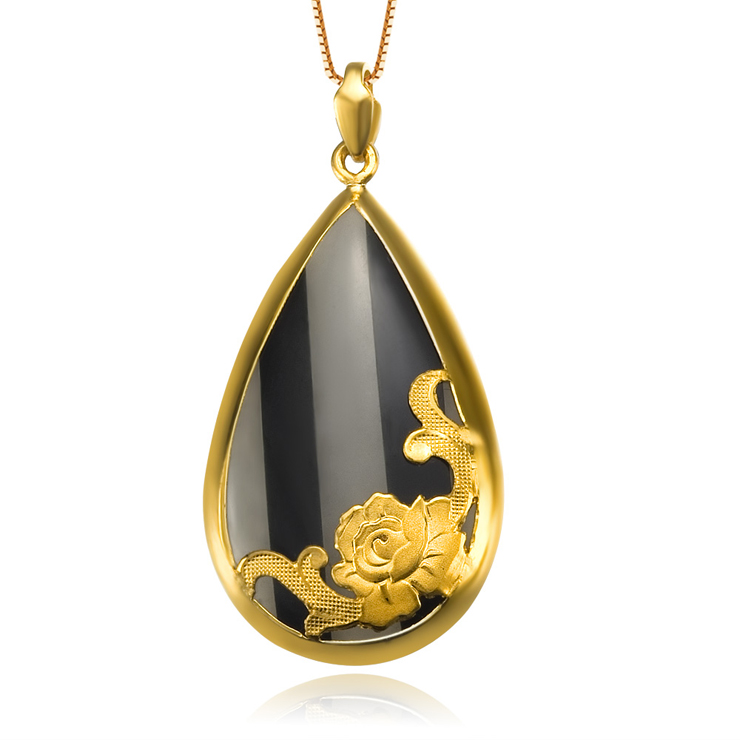 菲萃心语 缅甸老坑天然翡翠 千足金和田玉拼合石吊坠-花仙子