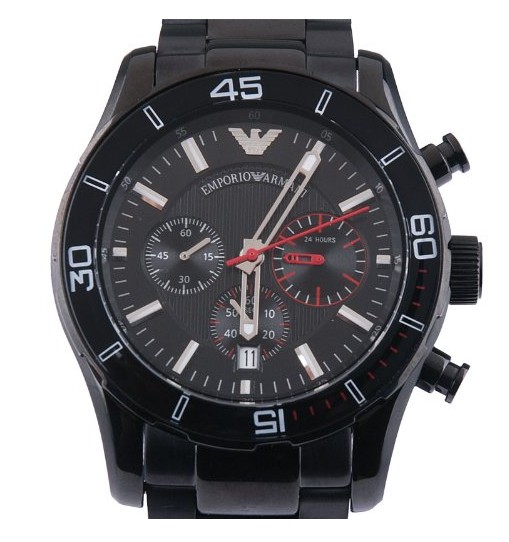 armani 阿玛尼 黑色三眼日历时尚运动石英男表 ar5931