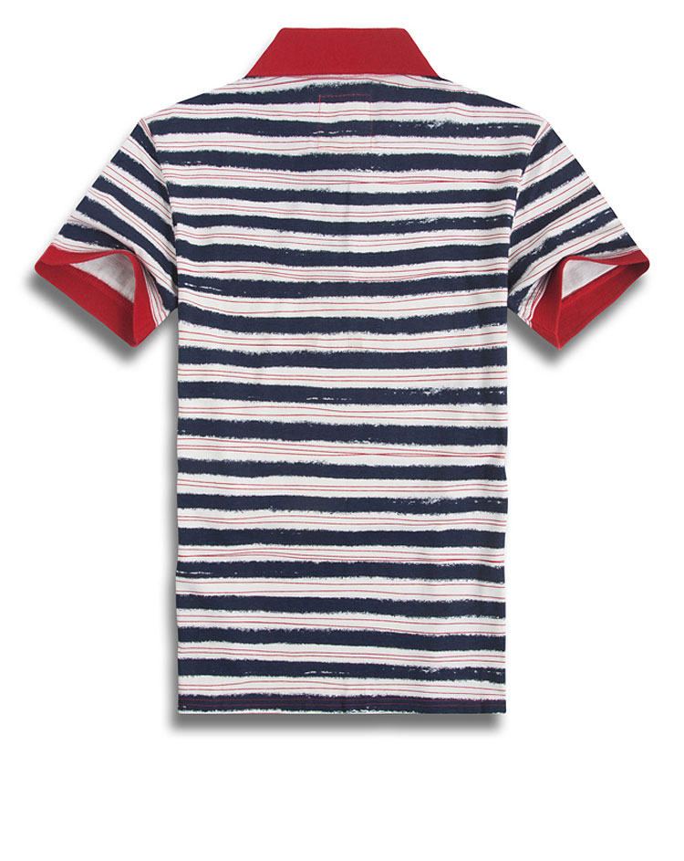 短袖polo衫男 卡玛kama 男士亮色条纹 撞色拼接短袖t恤衫 2213508