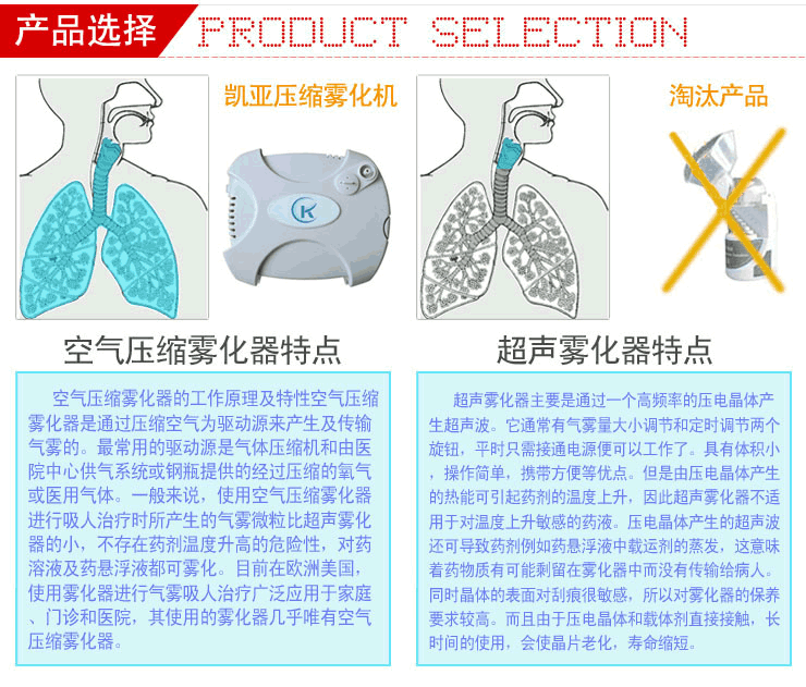 凯亚压缩雾化器 无油压缩机 适合儿童使用