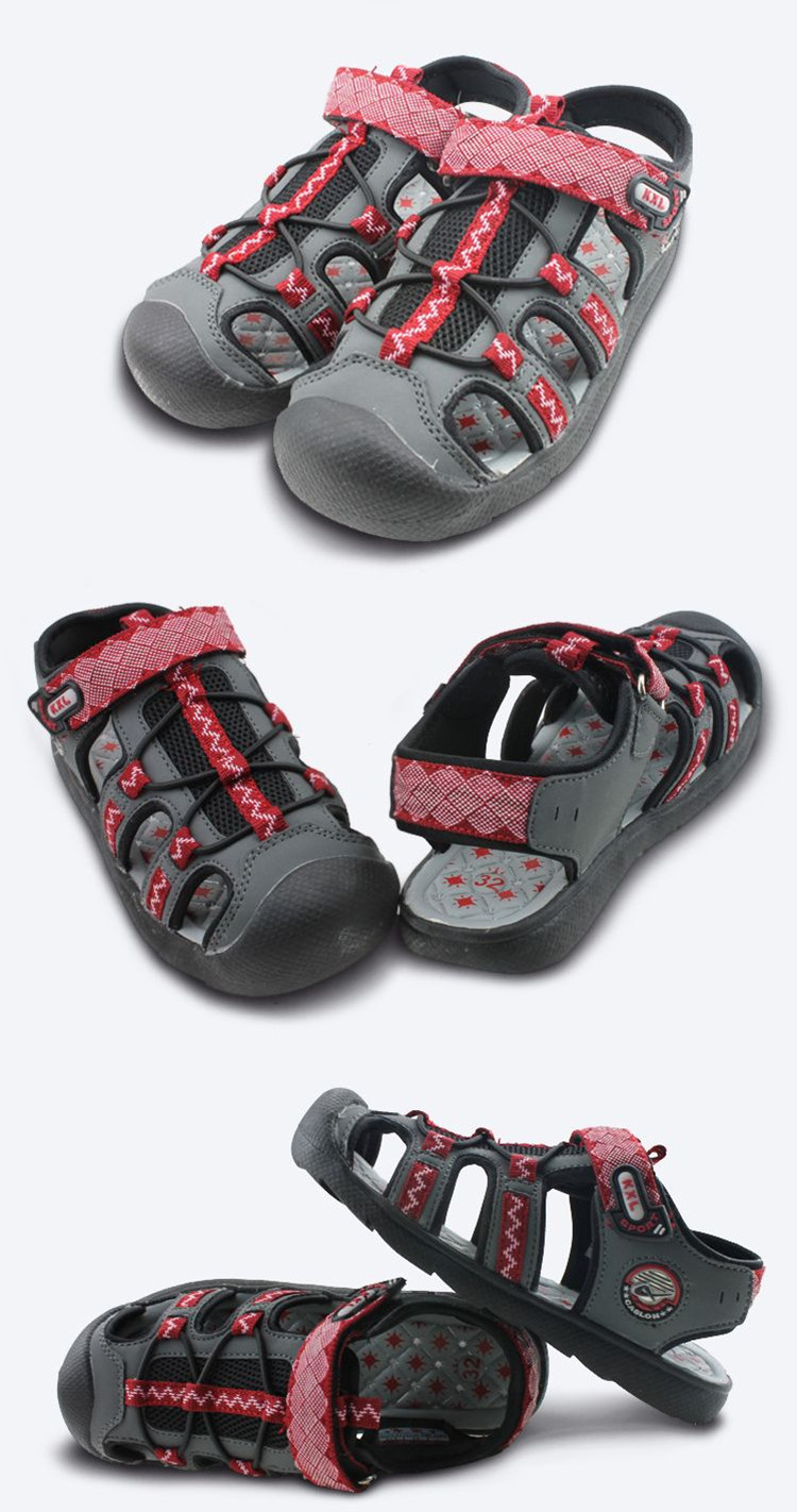 卡西龙儿童运动凉鞋 登山镂空凉鞋 x3379 黑枣红 36码