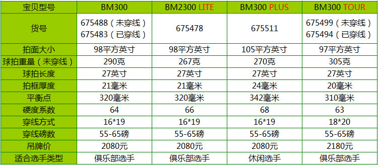 邓禄普 全碳素高级网球拍 biomimetic 300(未穿线) pluc-675511