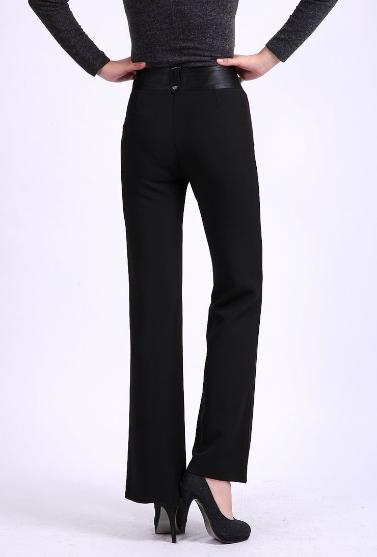 浪弧星族 垂坠微喇叭西裤高腰女裤休闲百搭ol通勤显瘦有大码 黑色666